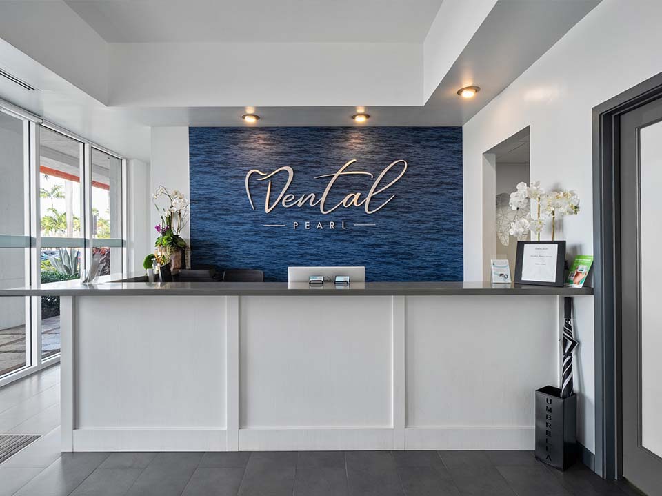 Accessible dental office reception area at Dental Pearl Miami in North Miami Beach FL